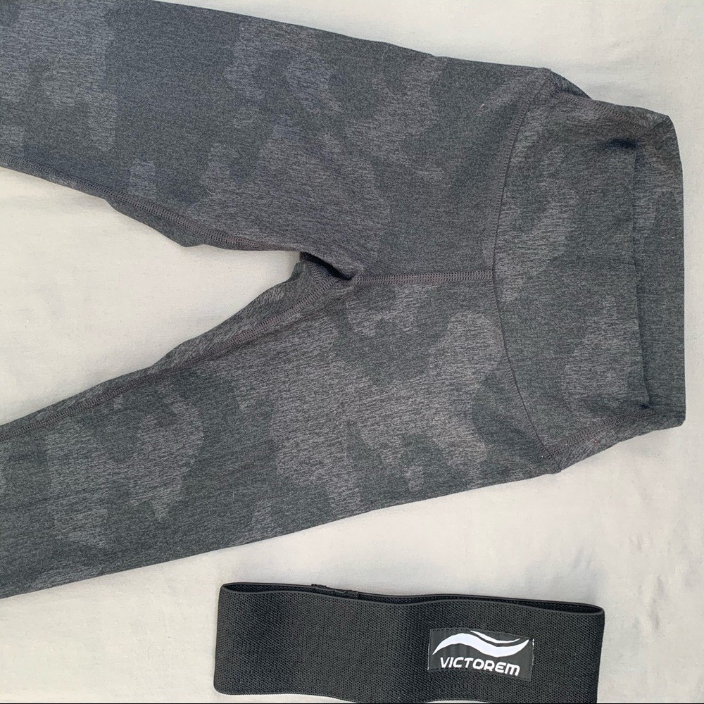 Camo Black and Grey Leggings with FREE BOOTY BAND